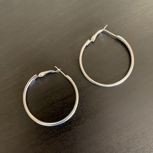 Wantable 1 1/2 Inch Silver Earring Hoops